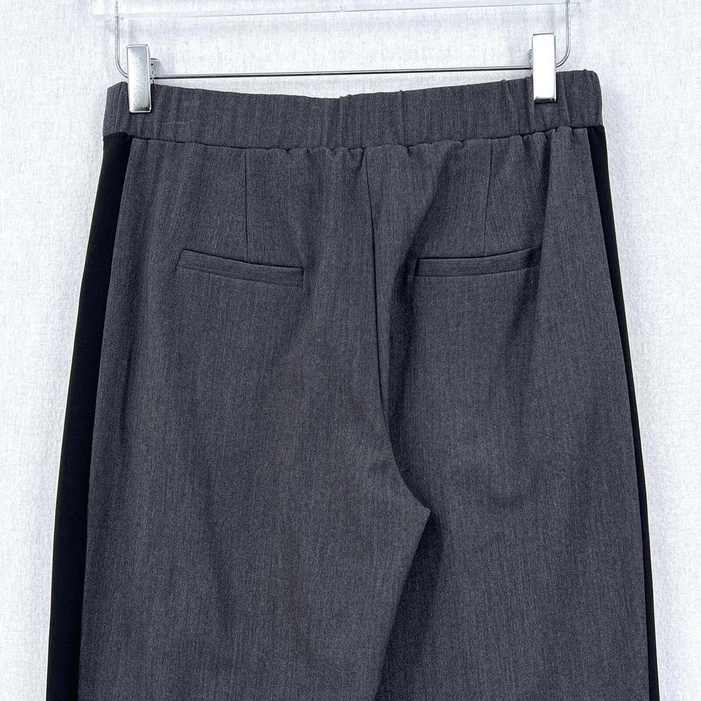 KRISA High Rise Pants Women Medium Gray Tuxedo Stripe Pleated Business Casual - Picture 4 of 16